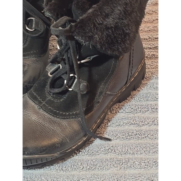 Baretraps Black Leather Faux Fur Combat Boots 9M - Picture 6 of 10